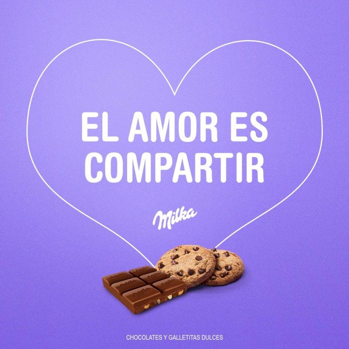 golosinas de Milka con mensaje de amor