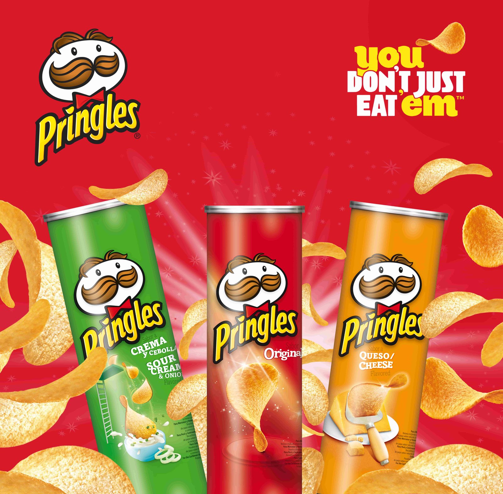 latas de papitas Pringles con diferentes surtidos